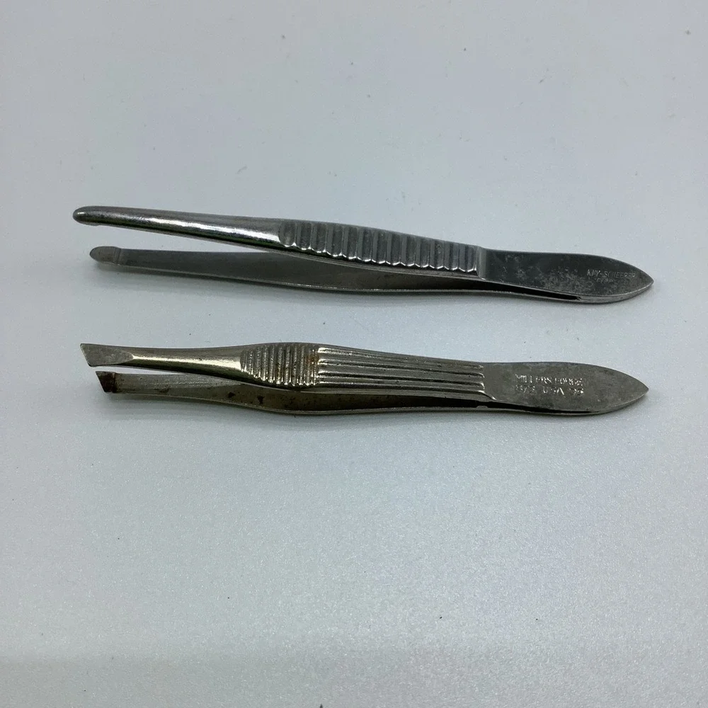 Vintage Tweezers Angled & Rounded Millers Forge USA & KNY Sheerer‎ Germany